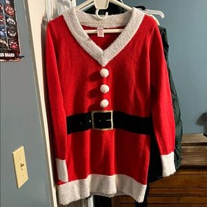 Holiday Time Red Santa V-Neck Sweater